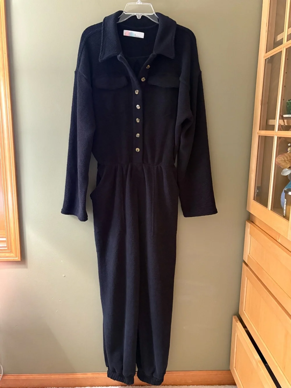 NWOT FREE PEOPLE CHENILLE ONESIE JUMPSUIT SIZE M BLACK